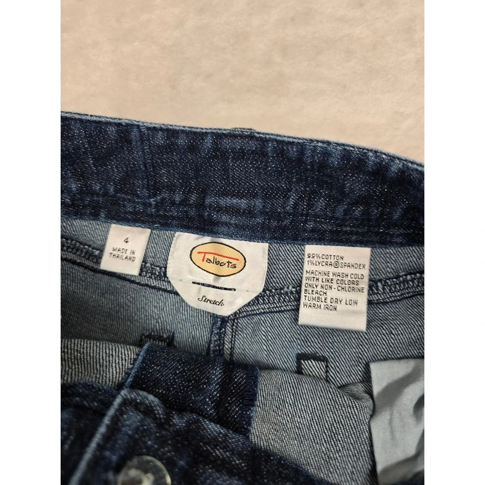 Talbots Denim Shorts Womens 4 Dark Wash Blue Jean Cotton Stretch Bermuda